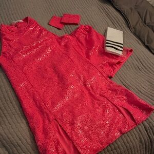 Cheerleading Chic Fuchsia Sequin Halter Dress with Shorts